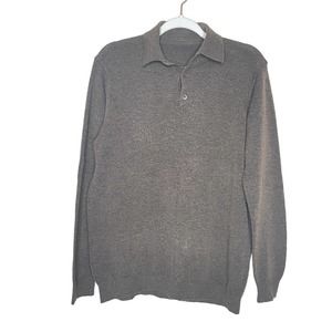 Canali 50 Mens Black Knitted Long Sleeve Collared wool nylon Pullover Sweater